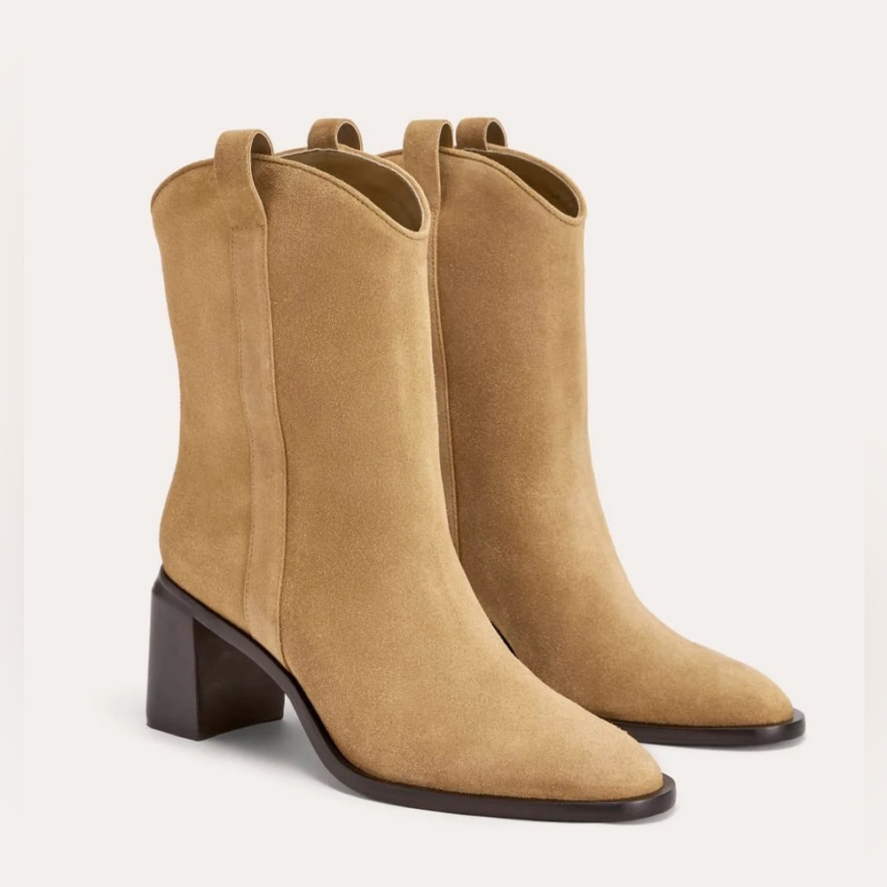 Everlane Camel Suede Ankle Booties